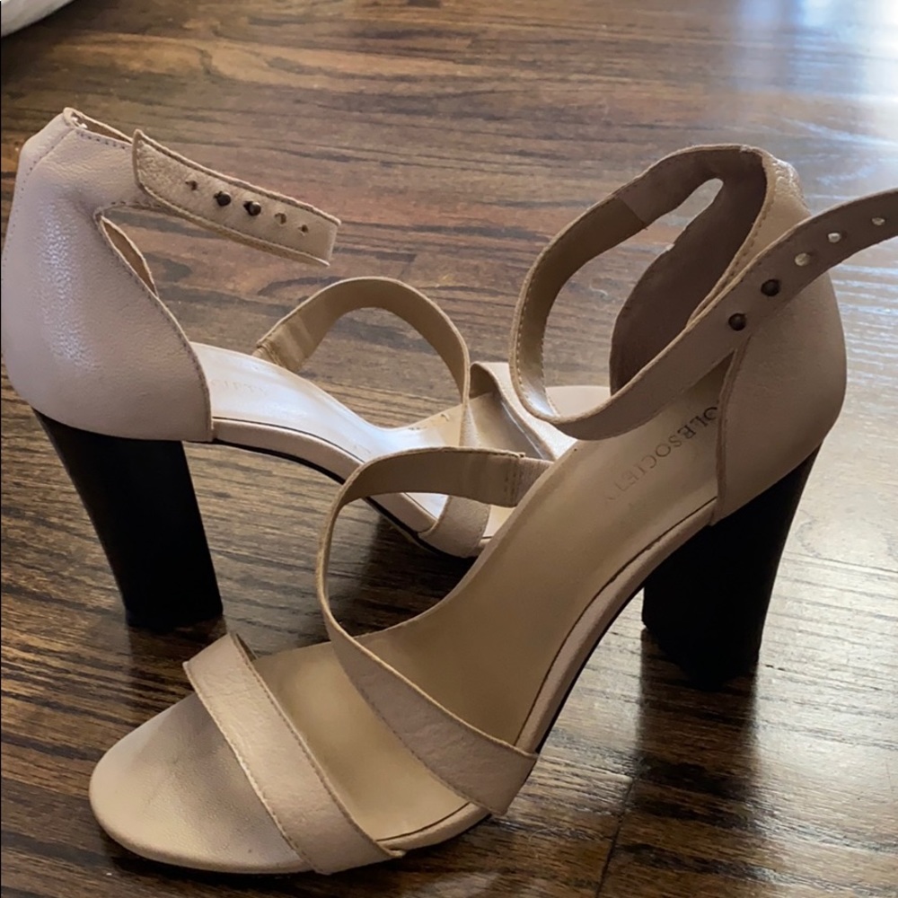 Cream block heels